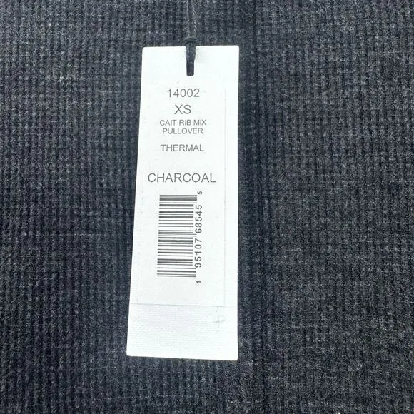 Michael Star Cait Rib Mix Pullover Tharmal Sweater Charcoal Black Size XS NWT