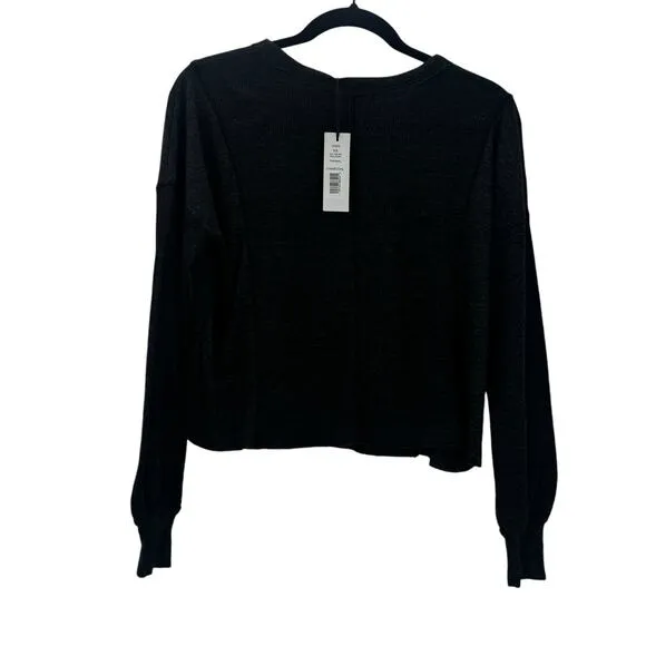 Michael Star Cait Rib Mix Pullover Tharmal Sweater Charcoal Black Size XS NWT