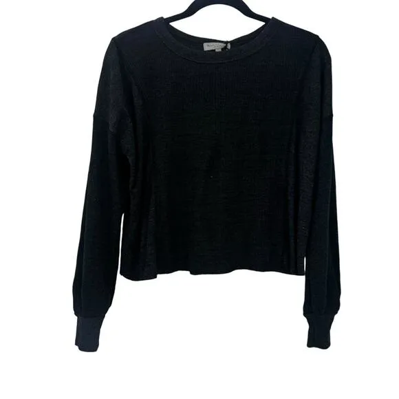 Michael Star Cait Rib Mix Pullover Tharmal Sweater Charcoal Black Size XS NWT