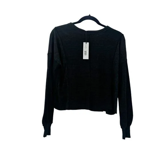 Michael Star Cait Rib Mix Pullover Tharmal Sweater Charcoal Black Size XS NWT