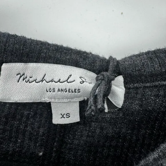 Michael Star Cait Rib Mix Pullover Tharmal Sweater Charcoal Black Size XS NWT