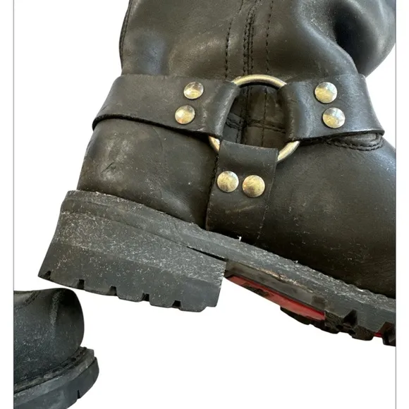 Milwaukee Drag Harness Mens Motorcycle Boots Black Leather Size 10D