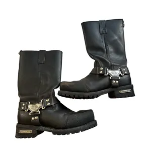 Milwaukee Drag Harness Mens Motorcycle Boots Black Leather Size 10D