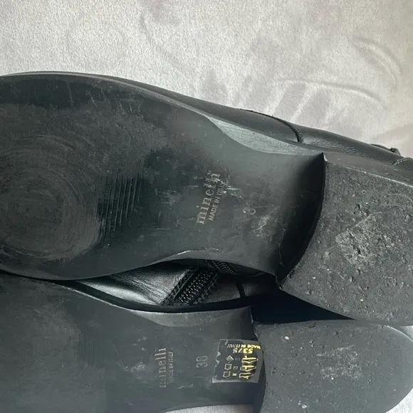 Minelli  Black Leather Boots Minelli women size 7.5 made in Italy