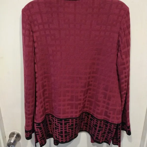 Ming Wang Berry Geometric Open Front Blazer Sz L-Career Travel Event Classic