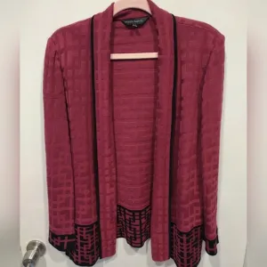 Ming Wang Berry Geometric Open Front Blazer Sz L-Career Travel Event Classic