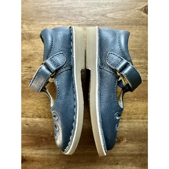Mini Boden Navy Leather T Strap Mary Jane Shoes Classic Preppy European 24EU/8US
