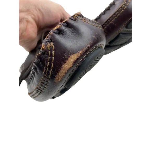 *Minnetonka Mens Shoes Size 10.5 Brown Leather Moccasin Driving Loafer Normcore