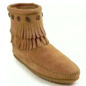 Minnetonka Moccasin, Double Fringe Side Boot, Sz. 9.5