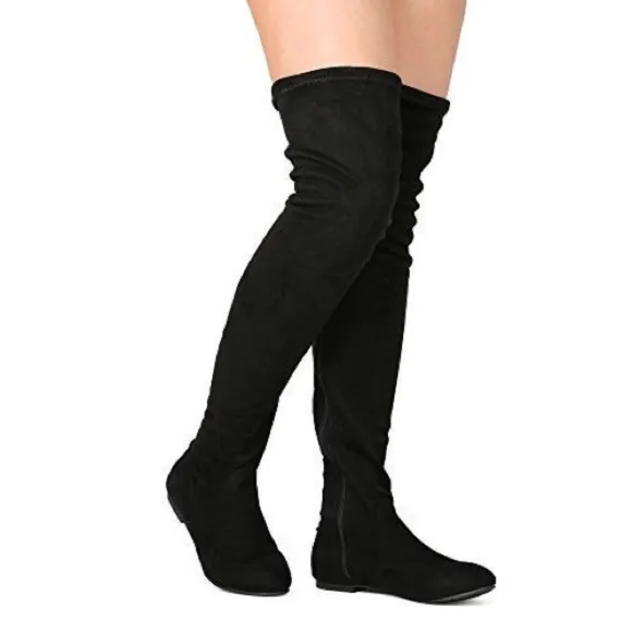 Mistress Black Flat OTK Boots