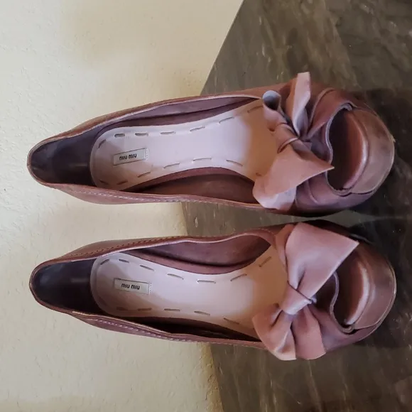 MIU MIU Napa Bow peep toe Heels