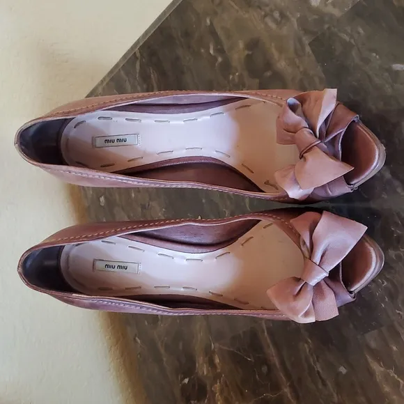 MIU MIU Napa Bow peep toe Heels