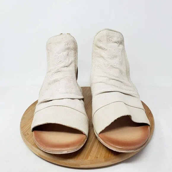 Miz Mooz Shoes Women 40 Corra Off White Pump Buckle Strap Bootie Open Toe Sandal