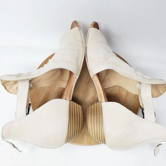 Miz Mooz Shoes Women 40 Corra Off White Pump Buckle Strap Bootie Open Toe Sandal