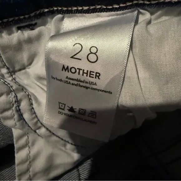 Mother Lil Hustle Ankle High Rise Kick Leg Dark Wash Jeans in Heirloom Sz 28