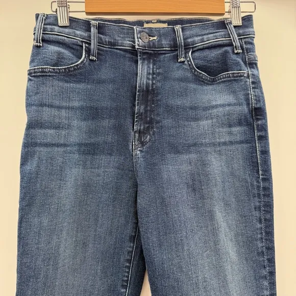 Mother Lil Hustle Ankle High Rise Kick Leg Dark Wash Jeans in Heirloom Sz 28