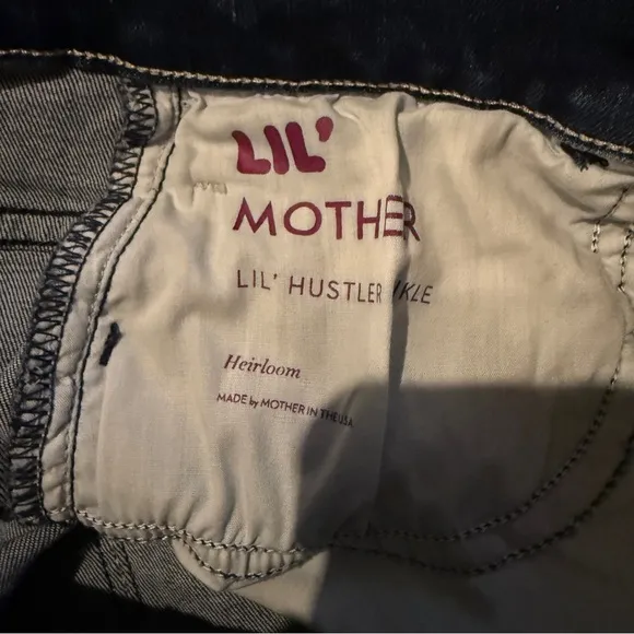 Mother Lil Hustle Ankle High Rise Kick Leg Dark Wash Jeans in Heirloom Sz 28