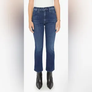Mother Lil Hustle Ankle High Rise Kick Leg Dark Wash Jeans in Heirloom Sz 28