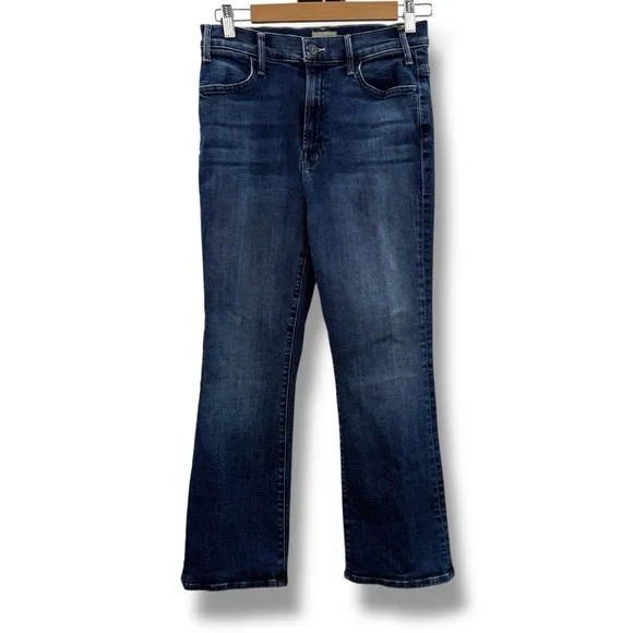 Mother Lil Hustle Ankle High Rise Kick Leg Dark Wash Jeans in Heirloom Sz 28