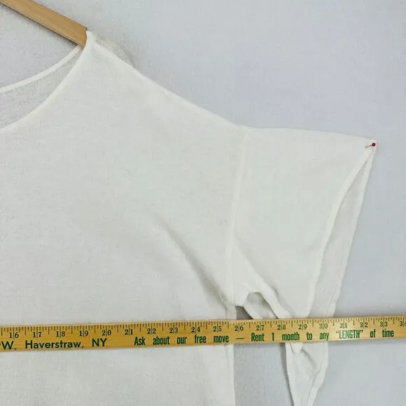 MOYURU Sweater Womens M-L Linen Cotton Boat Neck Flutter Sleeve White Japan