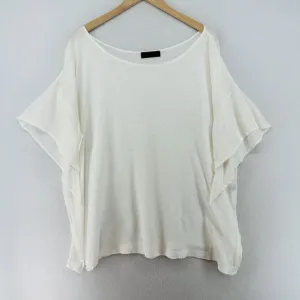 MOYURU Sweater Womens M-L Linen Cotton Boat Neck Flutter Sleeve White Japan