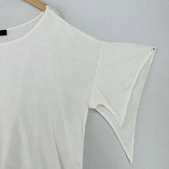 MOYURU Sweater Womens M-L Linen Cotton Boat Neck Flutter Sleeve White Japan