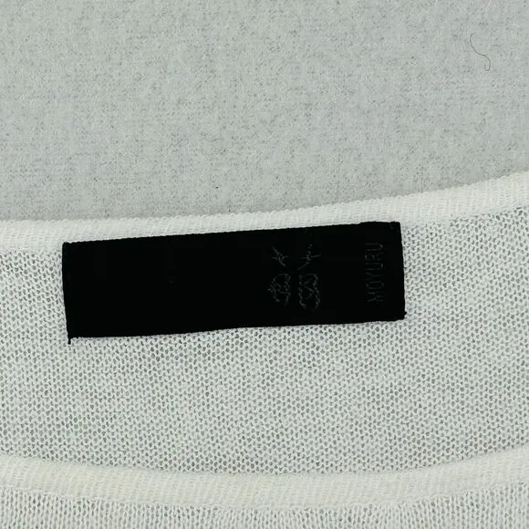 MOYURU Sweater Womens M-L Linen Cotton Boat Neck Flutter Sleeve White Japan