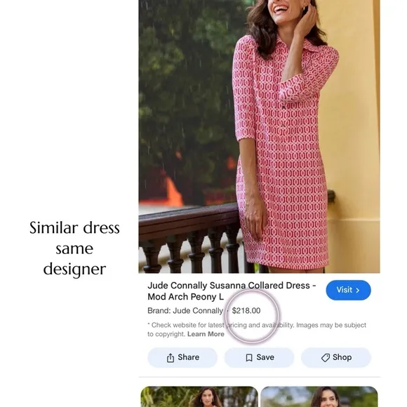 MSRP $210 Jude Connally Pink Shift Preppy Dress Womens Sz L Geometric 3/4 Sleeve