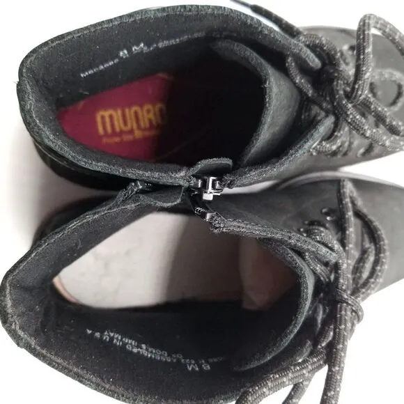 Munro Women Bradley II Lace Up Ankle Boots Size 8 B Black Nubuck Comfort