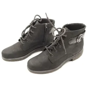 Munro Women Bradley II Lace Up Ankle Boots Size 8 B Black Nubuck Comfort