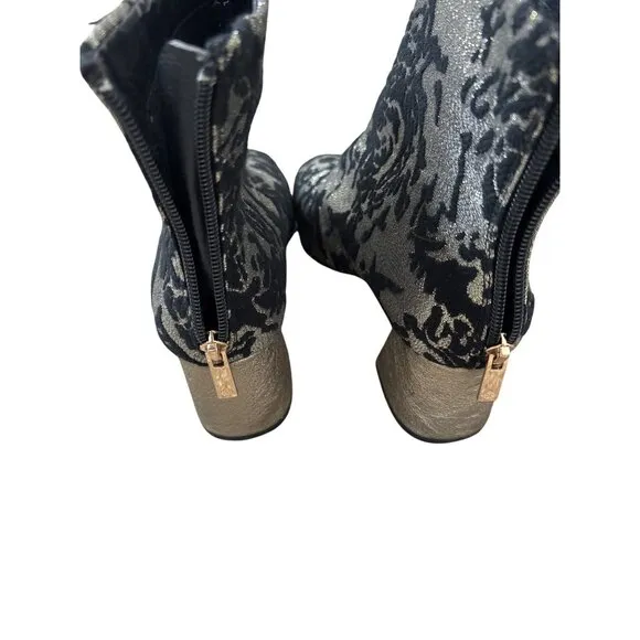 Nanette Lepore Women's Rose Gold with Black Flocking Ankle Boot Size 8.5