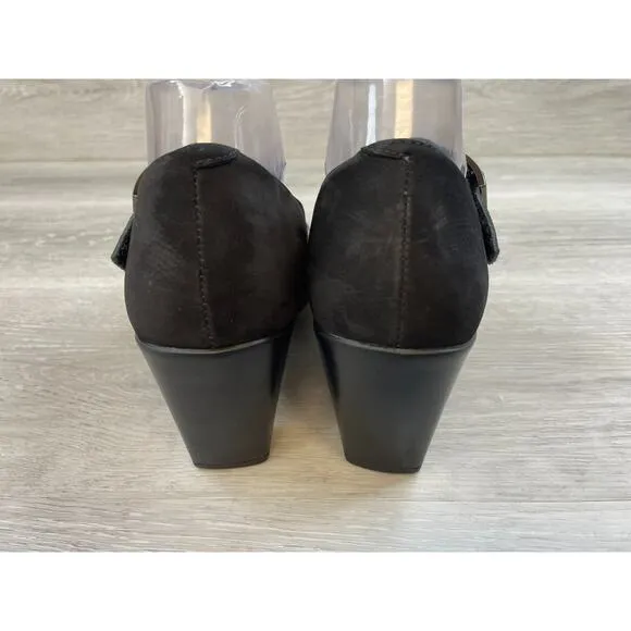 Naot Brava Women's 9.5 Black Suede Patent Leather Orthopedic Mary Jane Pump Heel