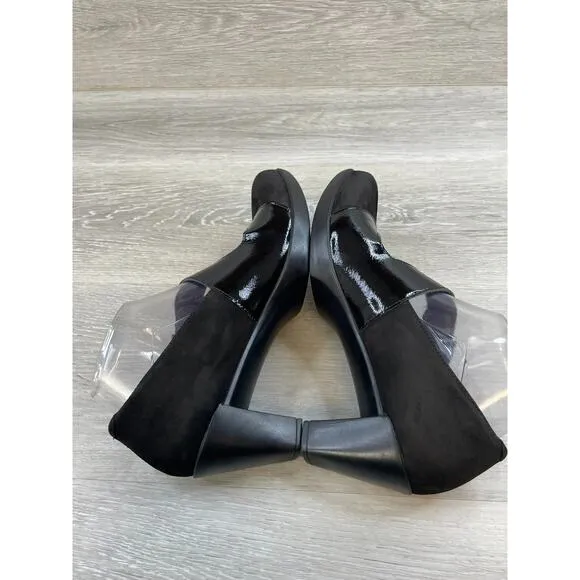 Naot Brava Women's 9.5 Black Suede Patent Leather Orthopedic Mary Jane Pump Heel