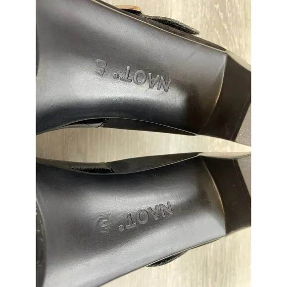 Naot Brava Women's 9.5 Black Suede Patent Leather Orthopedic Mary Jane Pump Heel