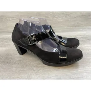Naot Brava Women's 9.5 Black Suede Patent Leather Orthopedic Mary Jane Pump Heel