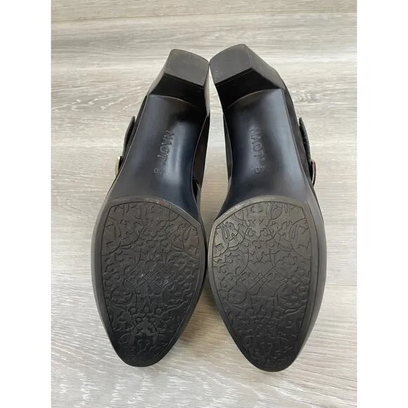 Naot Brava Women's 9.5 Black Suede Patent Leather Orthopedic Mary Jane Pump Heel