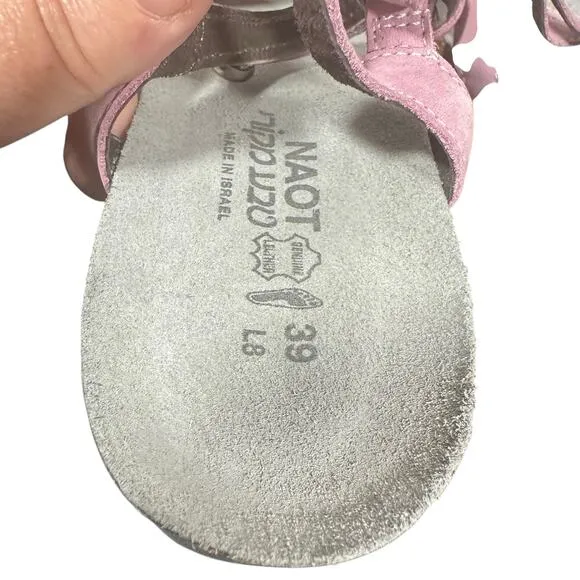 Naot nubuck Strappy Wedge Sandals 39 Lilac Suede Footbed Comfort Shoes