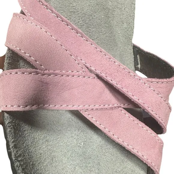 Naot nubuck Strappy Wedge Sandals 39 Lilac Suede Footbed Comfort Shoes