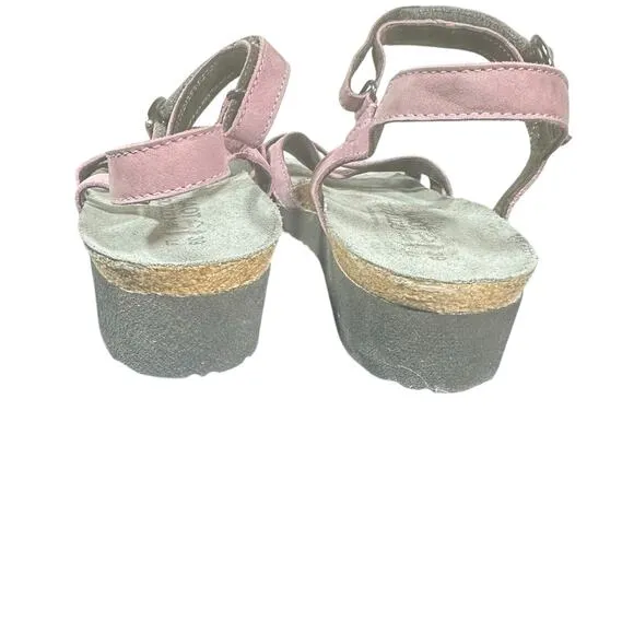 Naot nubuck Strappy Wedge Sandals 39 Lilac Suede Footbed Comfort Shoes