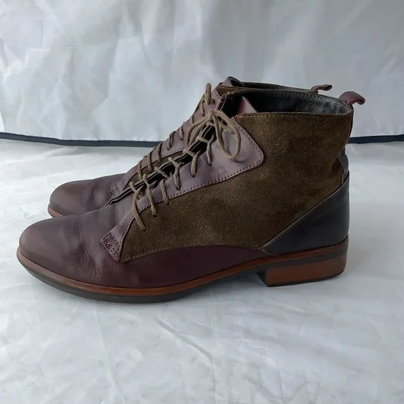Naot Three Tone Ankle Boots with Lace-Up Design Size EU40