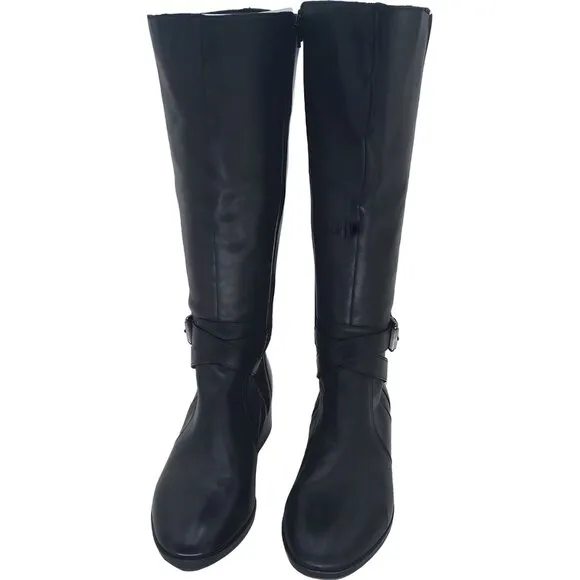 Naturalizer Women's Rena Black Leather Riding Boots Size 10M - Stylish Comfort
