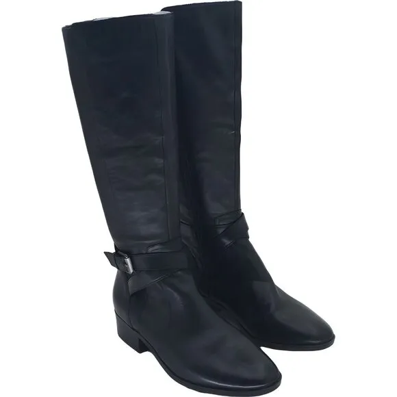 Naturalizer Women's Rena Black Leather Riding Boots Size 10M - Stylish Comfort