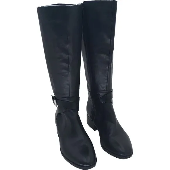 Naturalizer Women's Rena Black Leather Riding Boots Size 10M - Stylish Comfort