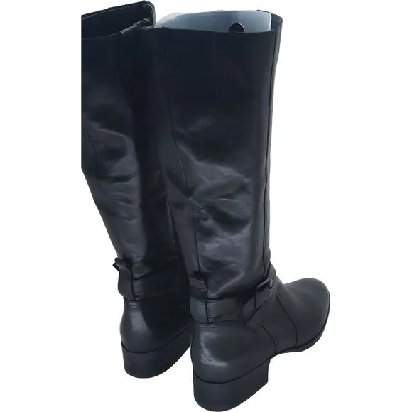 Naturalizer Women's Rena Black Leather Riding Boots Size 10M - Stylish Comfort