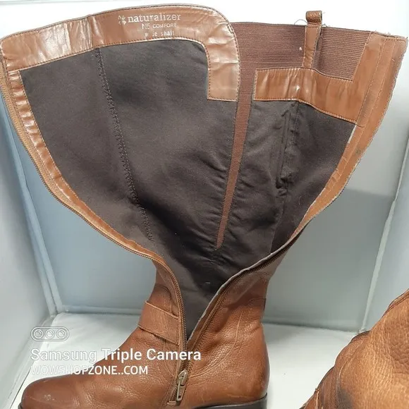 Naturalizer Womens Size 6 Jersey Leather Knee Riding Boots Wide Shaft N5 Comfort