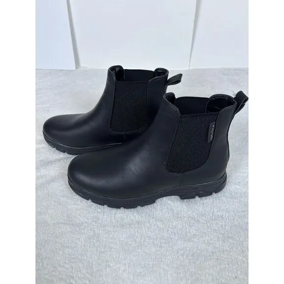Nautica Men's Size 9 Chelsea Slip-On Shoe Chukka Desert Boots Black Army Style