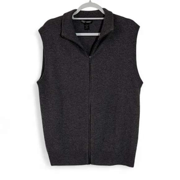 Neiman Marcus 100% Cashmere Dark Grey Zip-Up Vest Size Large