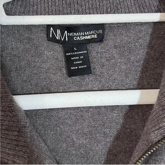 Neiman Marcus 100% Cashmere Dark Grey Zip-Up Vest Size Large