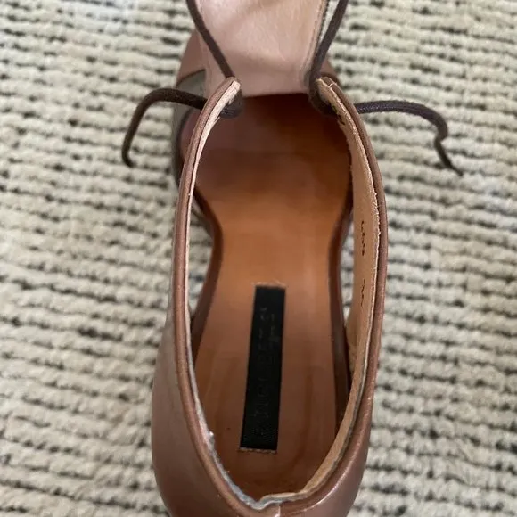 Neosens Leather Mary Janes T-strap Tie Up Brown Size EU 36