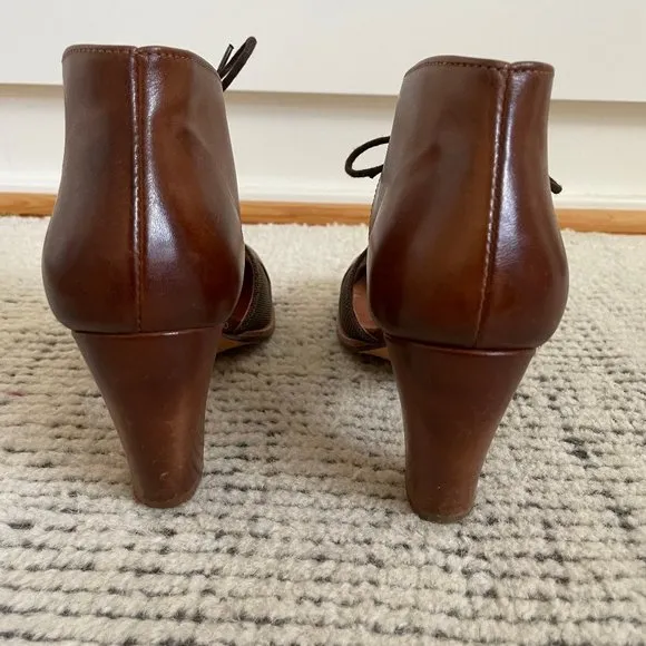 Neosens Leather Mary Janes T-strap Tie Up Brown Size EU 36